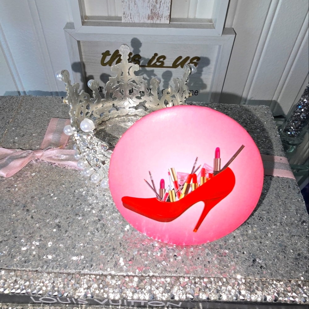 New Pink Copact Mirror With Red Heel